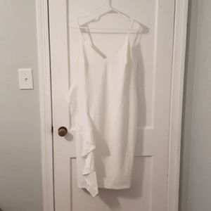 NWOT WHBM White Ruffle Dress, Size 14